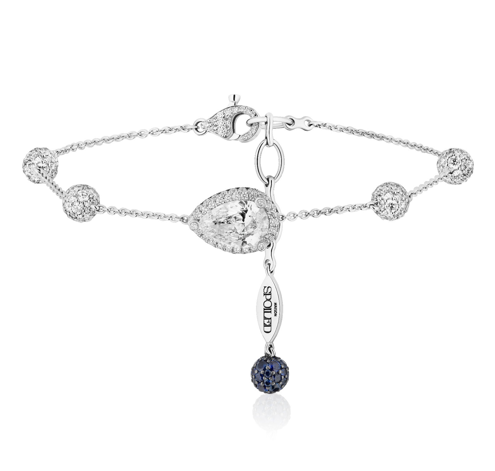 Spoiled Staples Pear Celestial Bracelet with Natural Diamonds and Blue Sapphires (Semi Mount)