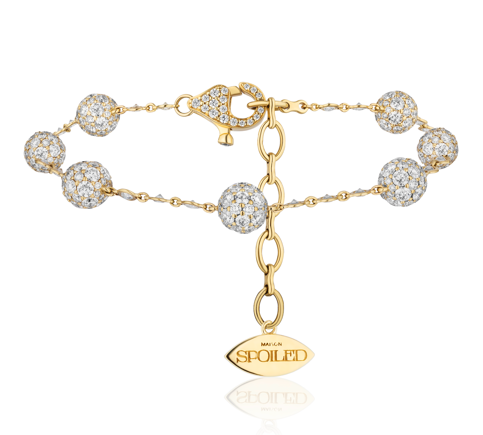 Celestial Graduating Charm Bracelet in Yellow Gold & Spoiled Chain