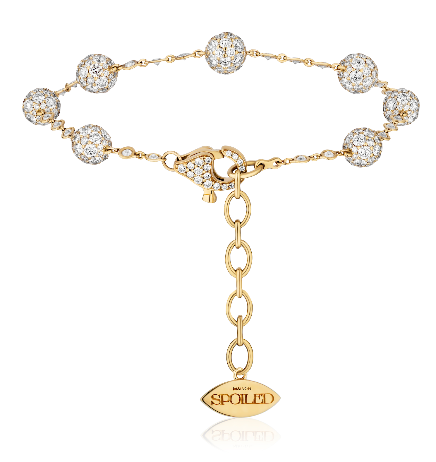 Celestial Graduating Charm Bracelet in Yellow Gold & Spoiled Chain