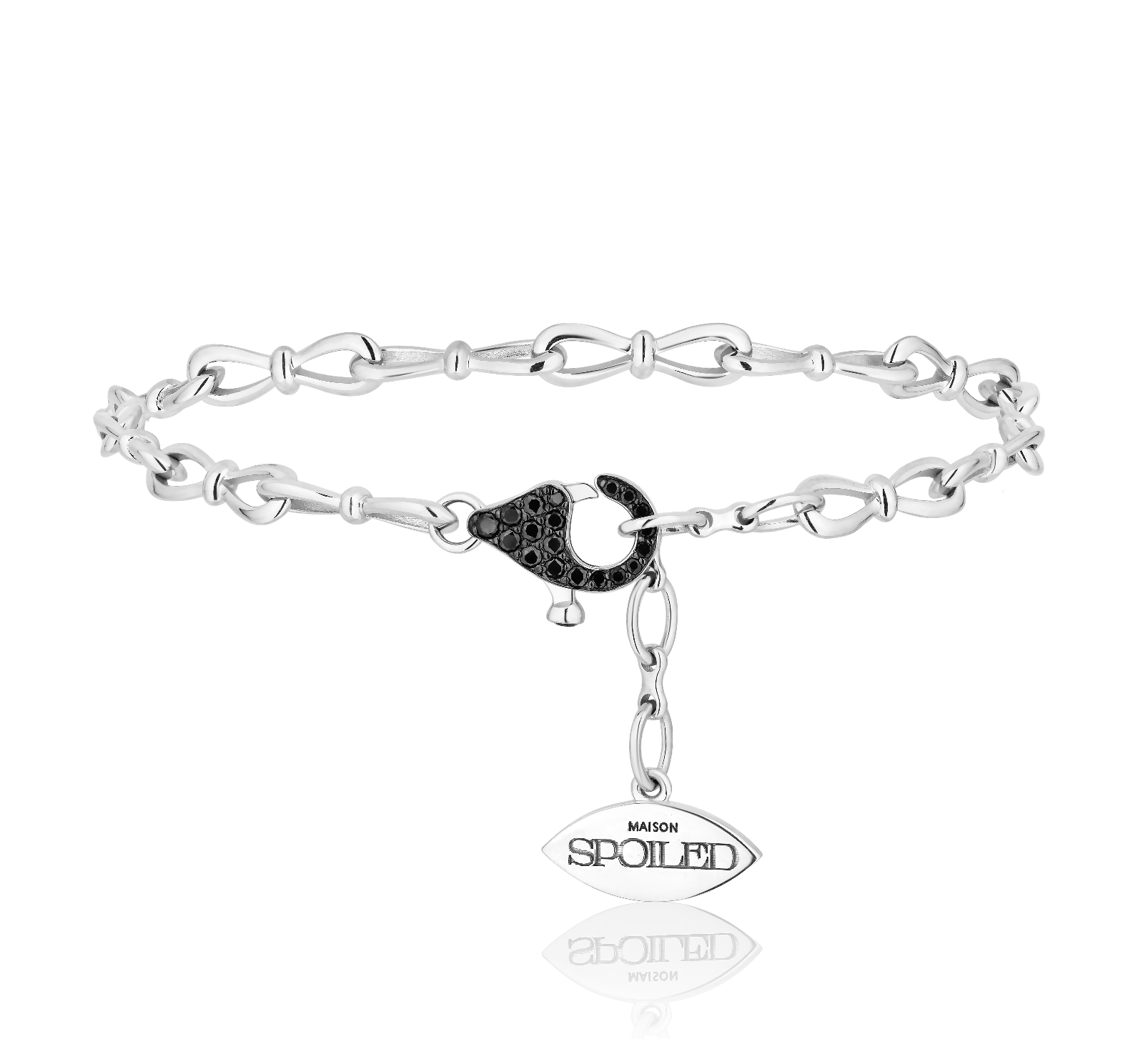 Together Forever Standard Infinity Link Bracelet in White Gold & Black Diamonds