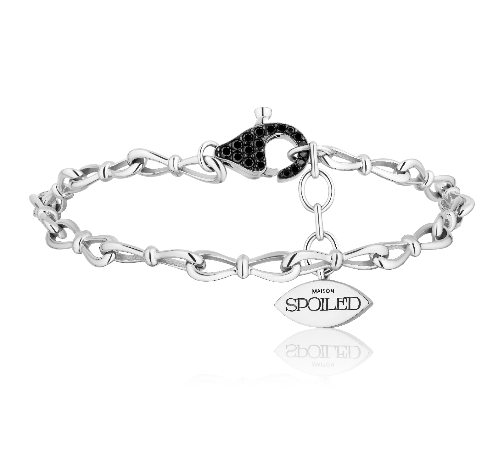 Together Forever Standard Infinity Link Bracelet in White Gold & Black Diamonds