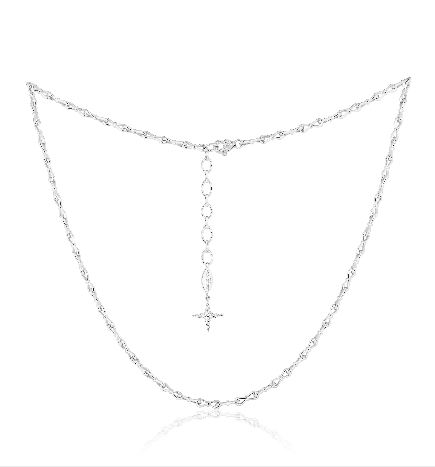 Together Forever Micro Infinity Link Necklace in White Gold with Natural Diamond Spoiled Clasp