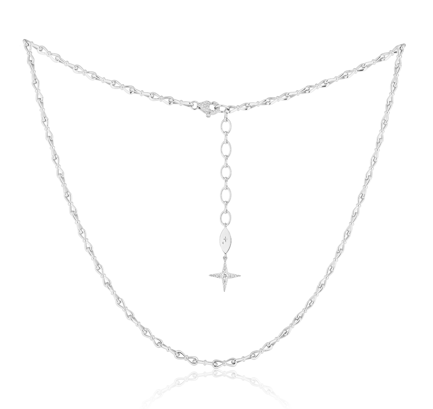 Together Forever Micro Infinity Link Necklace in White Gold with Natural Diamond Spoiled Clasp