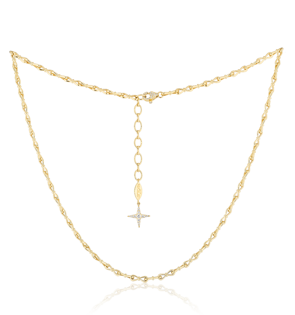 Together Forever Micro Infinity Link Necklace in Yellow Gold with Natural Diamond Spoiled Clasp