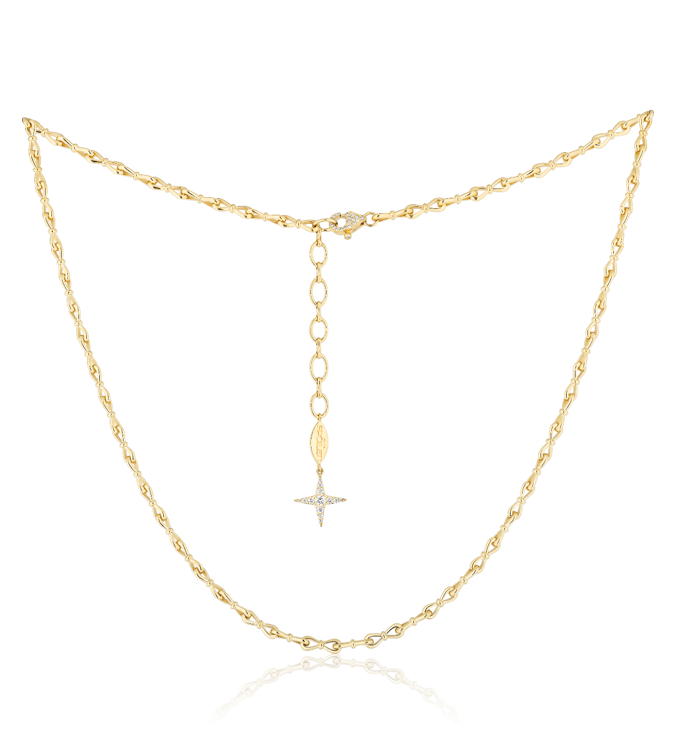 Together Forever Micro Infinity Link Necklace in Yellow Gold with Natural Diamond Spoiled Clasp