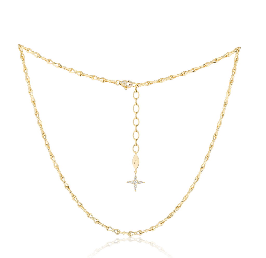 Together Forever Micro Infinity Link Necklace in Yellow Gold with Natural Diamond Spoiled Clasp