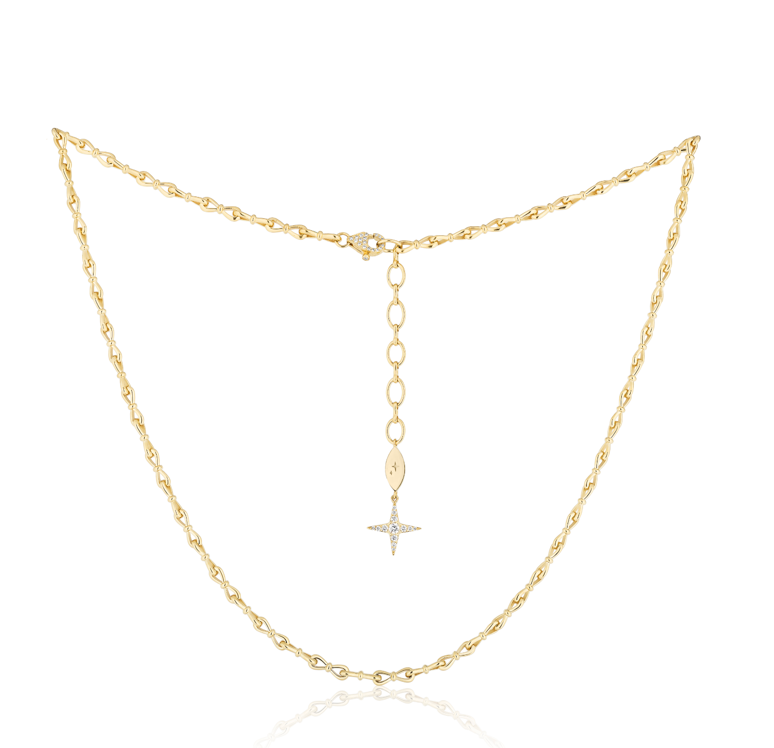 Together Forever Micro Infinity Link Necklace in Yellow Gold with Natural Diamond Spoiled Clasp