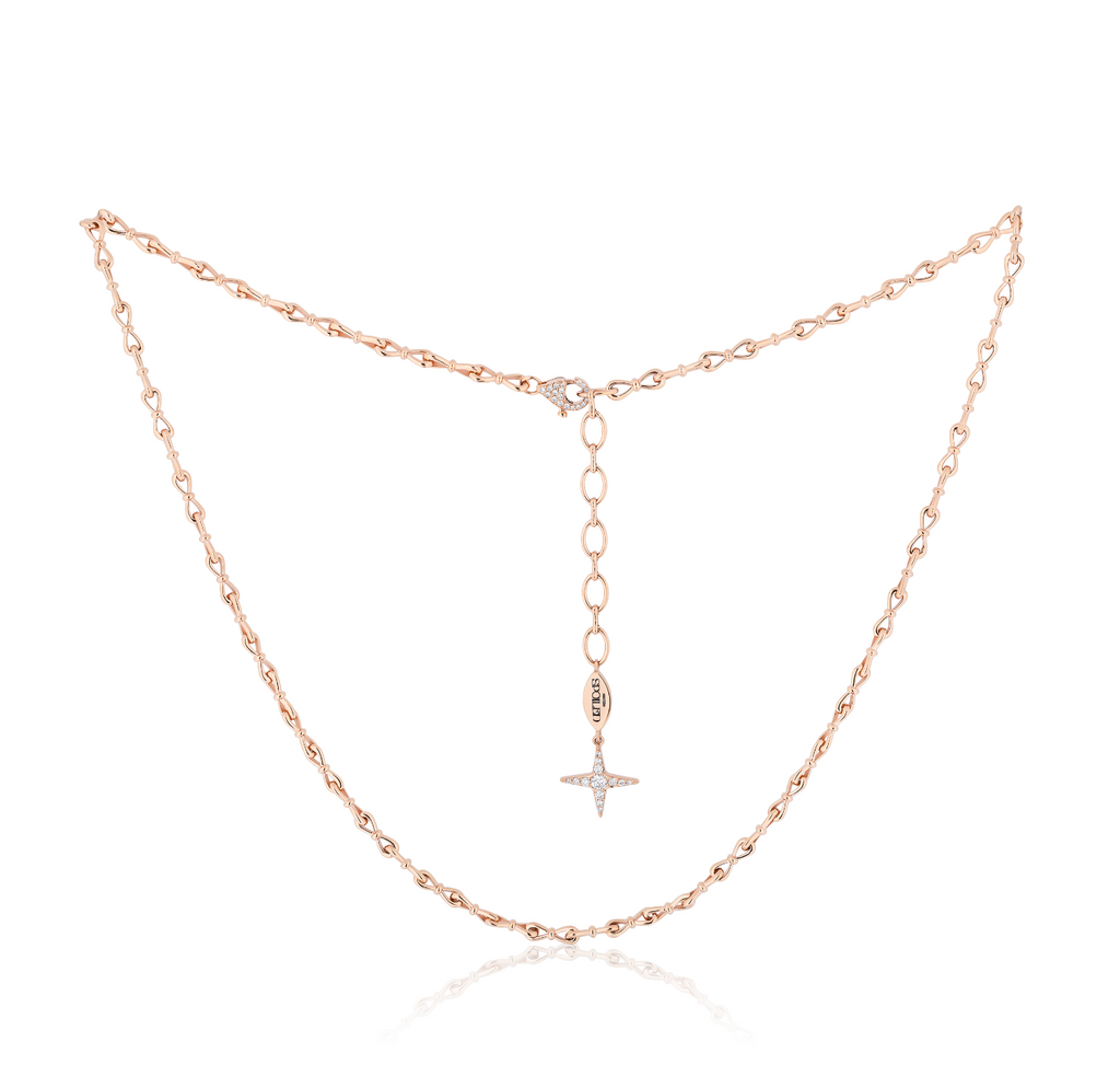 Together Forever Micro Infinity Link Necklace in Rose Gold with Natural Diamond Spoiled Clasp