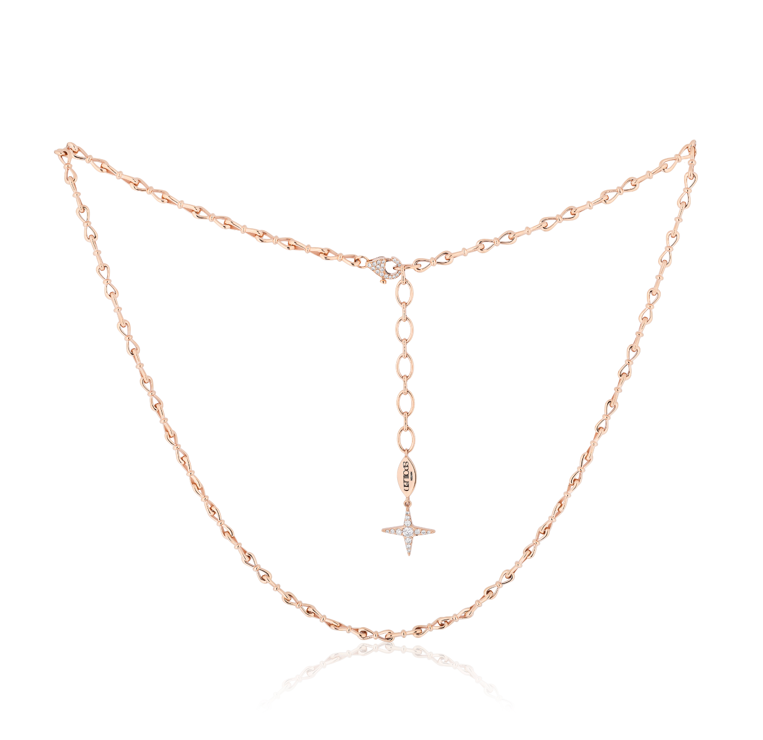 Together Forever Micro Infinity Link Necklace in Rose Gold with Natural Diamond Spoiled Clasp