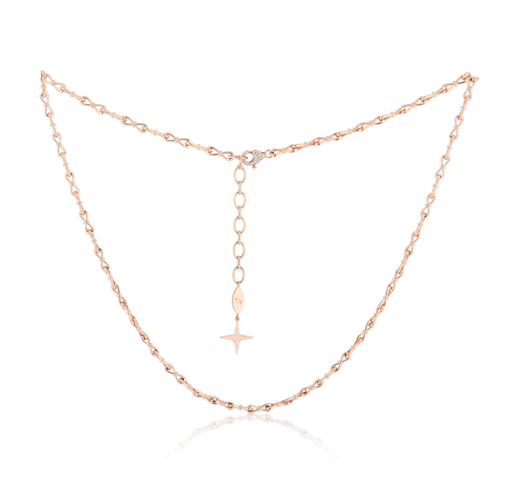 Together Forever Micro Infinity Link Necklace in Rose Gold with Natural Diamond Spoiled Clasp