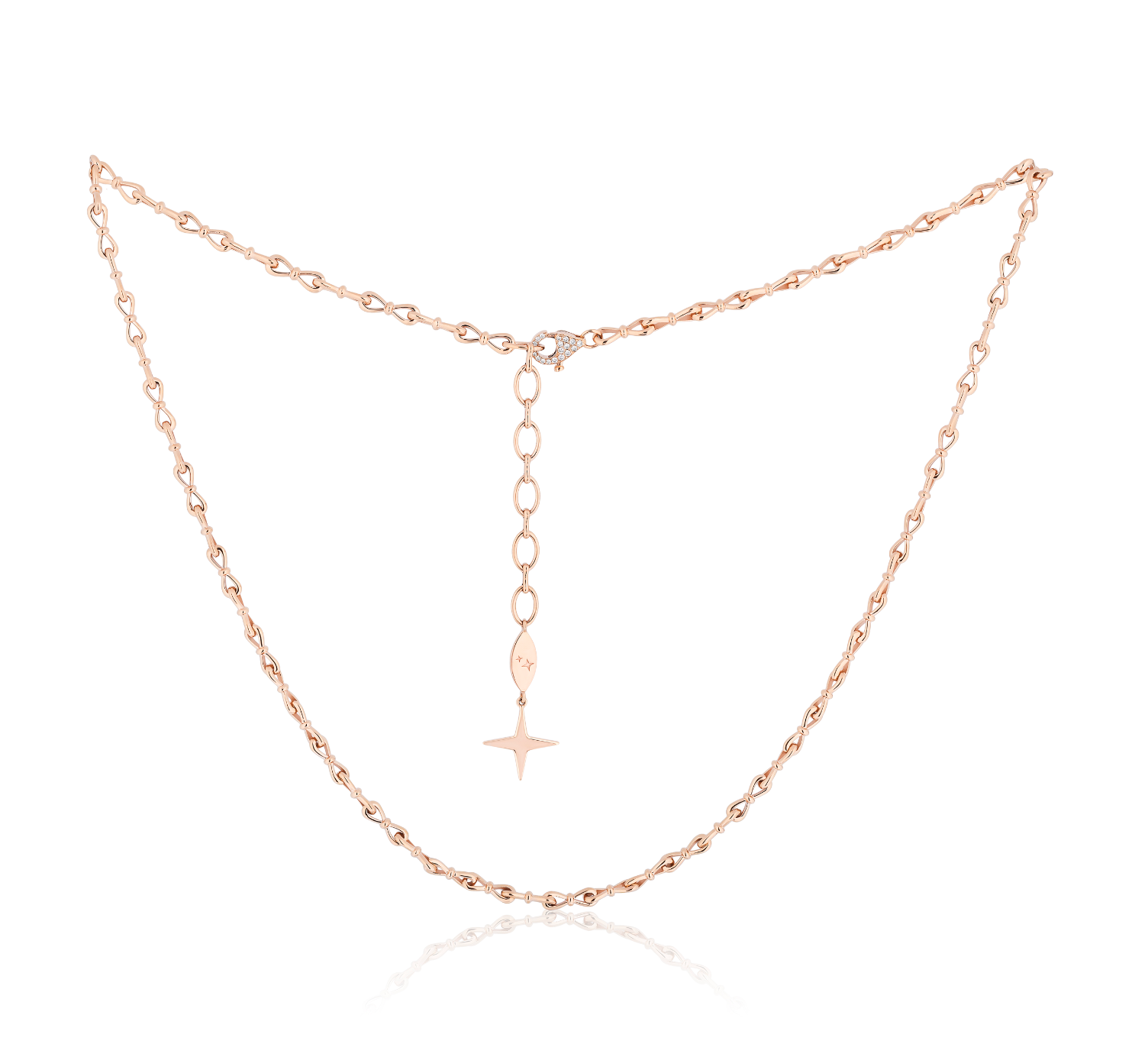 Together Forever Micro Infinity Link Necklace in Rose Gold with Natural Diamond Spoiled Clasp