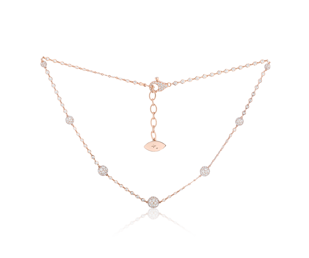 Celestial Graduating Charm Necklace in Rose Gold with Spoiled Chain