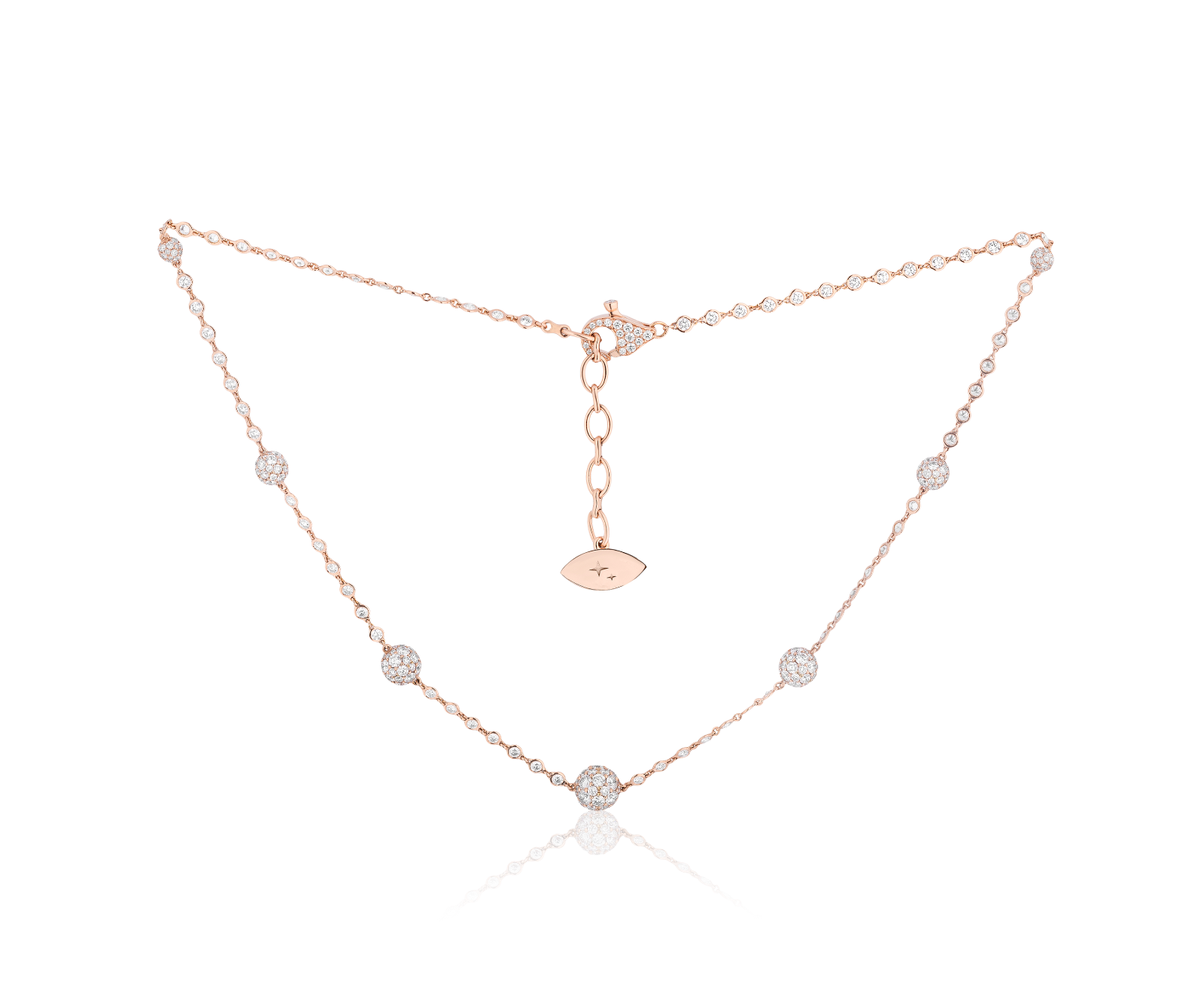 Celestial Graduating Charm Necklace in Rose Gold with Spoiled Chain