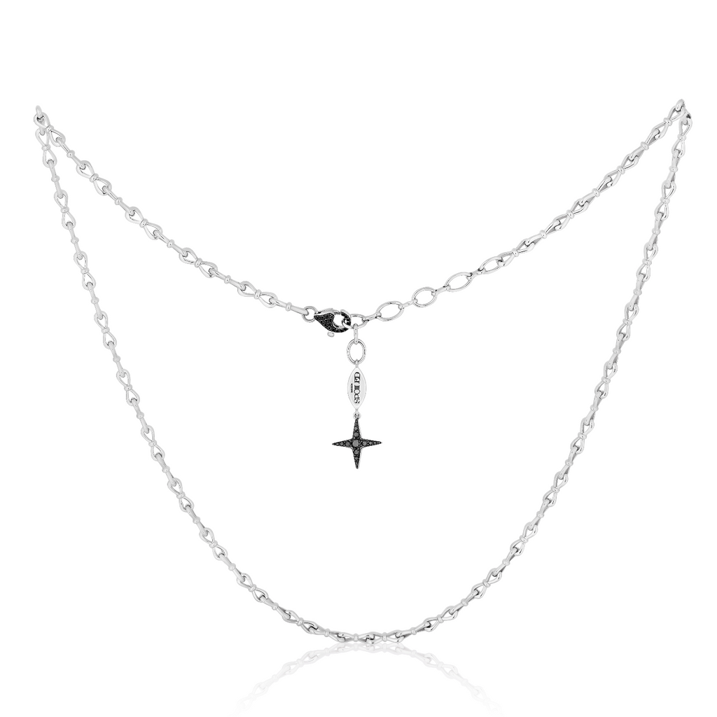 Together Forever Micro Infinity Link Necklace in White Gold with Black Diamond Spoiled Clasp