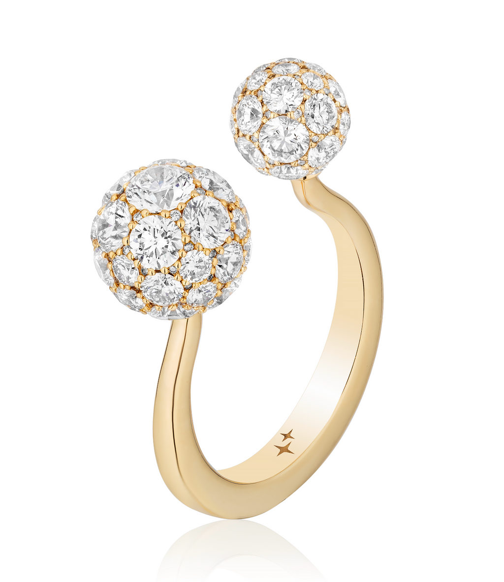 Celestial Toi et Moi Full Set Ring with Natural Diamonds in Yellow Gold