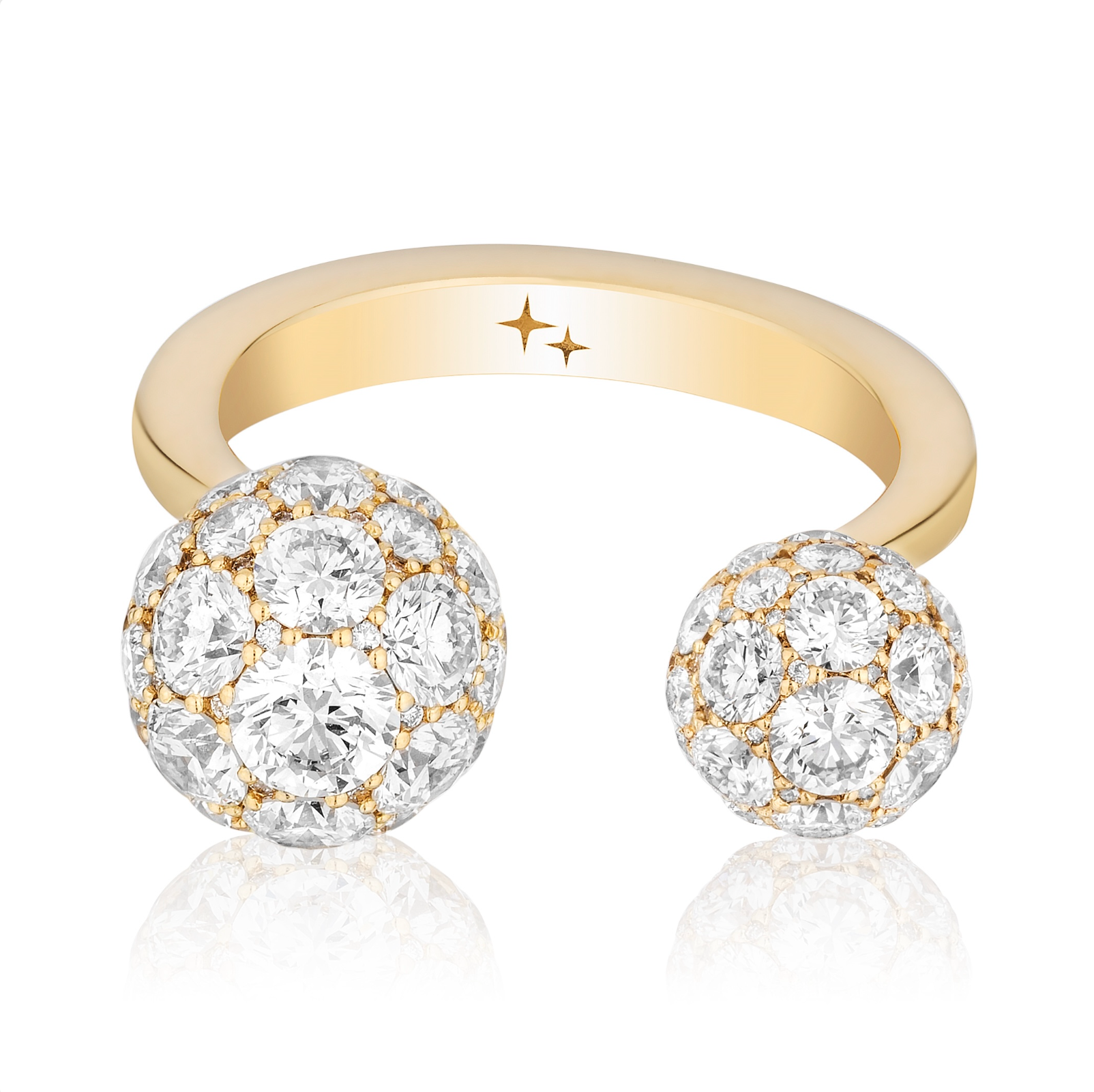 Celestial Toi et Moi Full Set Ring with Natural Diamonds in Yellow Gold