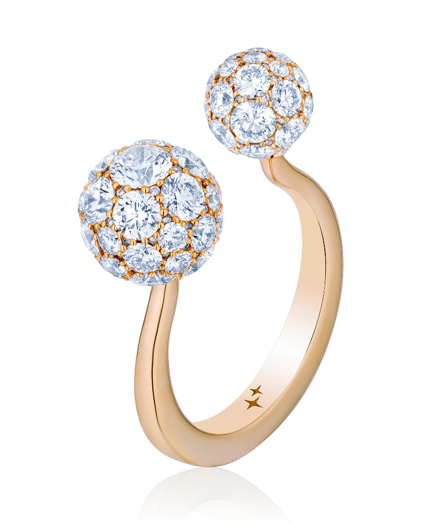 Celestial Toi et Moi Full Set Ring with Natural Diamonds in Rose Gold