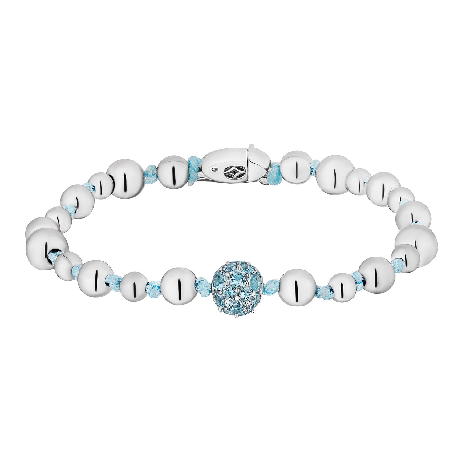 Celestial Snowball Bracelet in Sterling Silver with Aquamarines