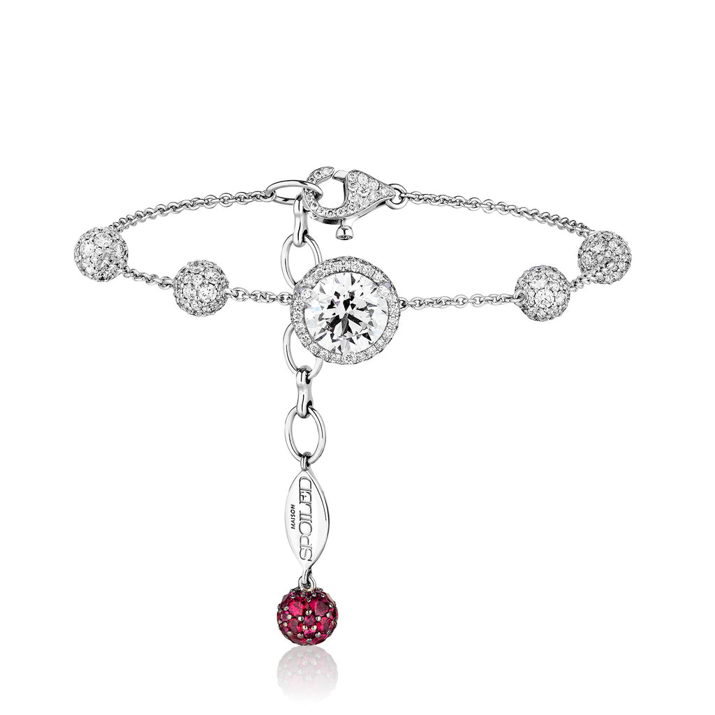 Spoiled Staples Round Semi-Mount Celestial Bracelet with Natural Diamonds and Rubies