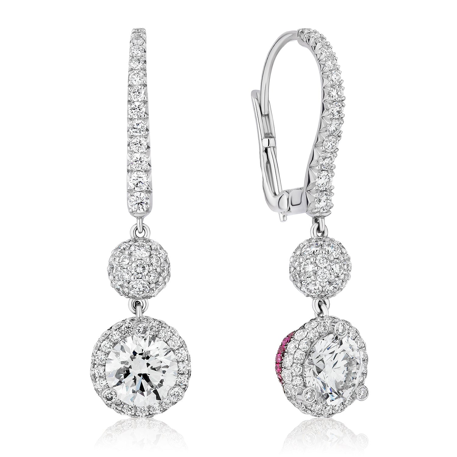 Spoiled Staples Round Celestial Drop Earrings with Natural Diamonds and Rubies (Semi Mount)