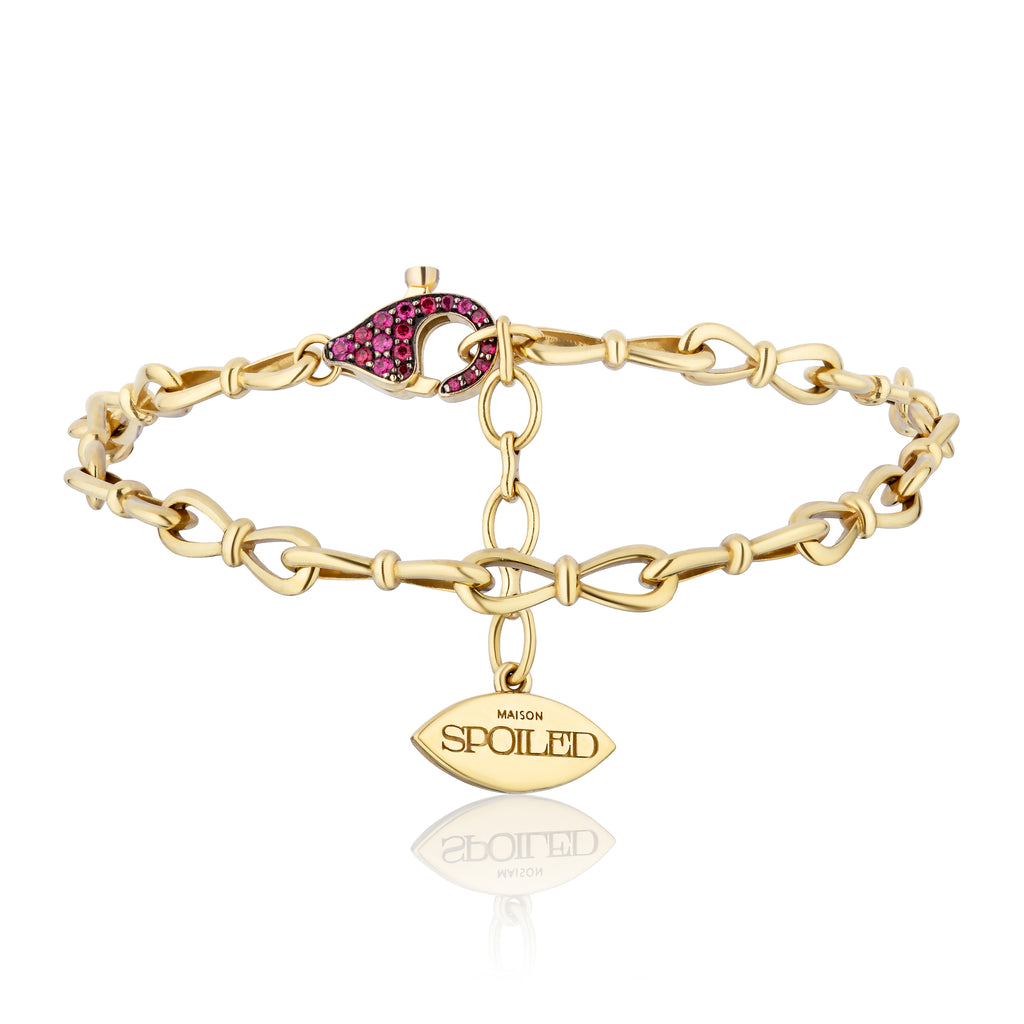 Together Forever Standard Infinity Link Bracelet in Yellow Gold & Rubies