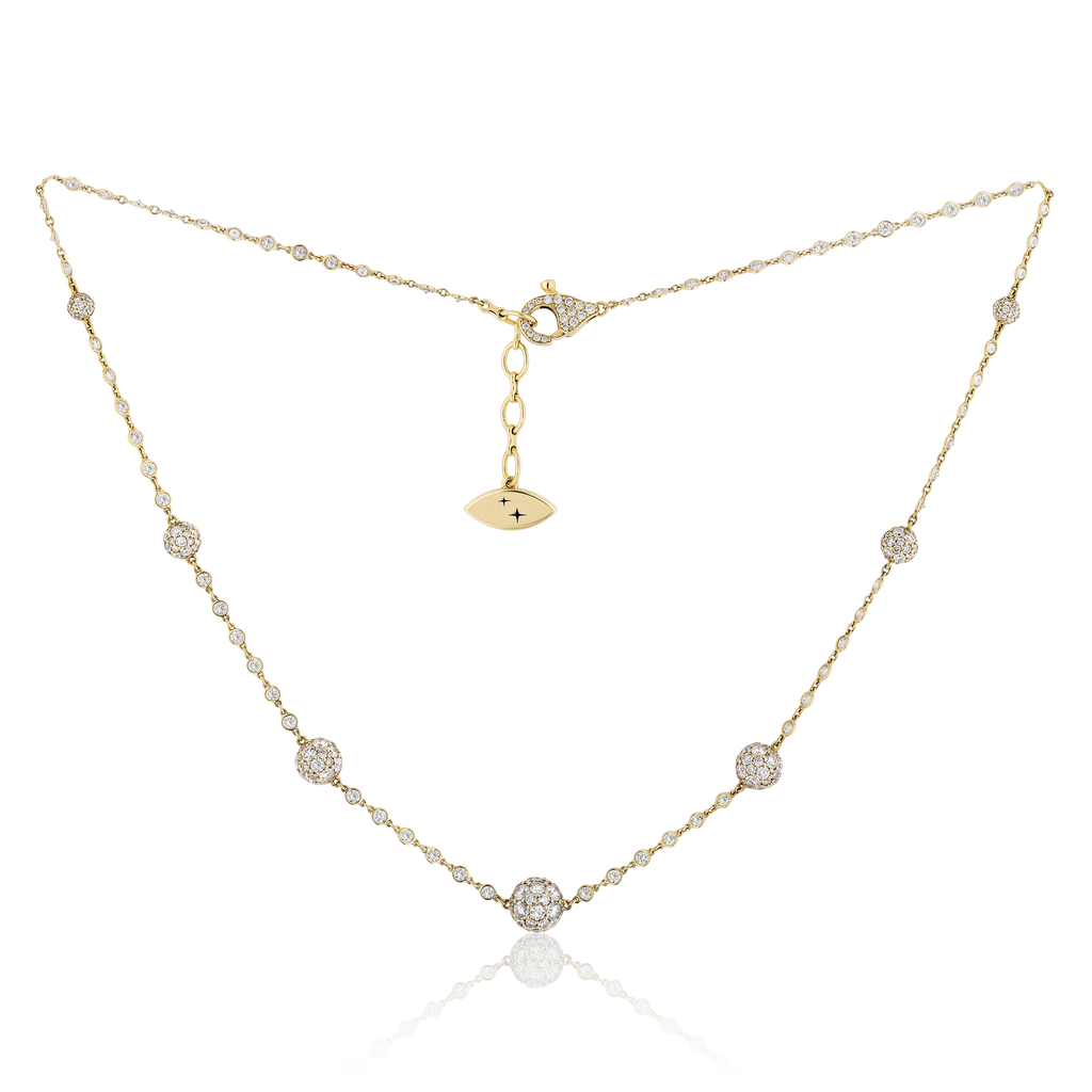 Celestial Graduating Charm Necklace in Yellow Gold with Spoiled Chain