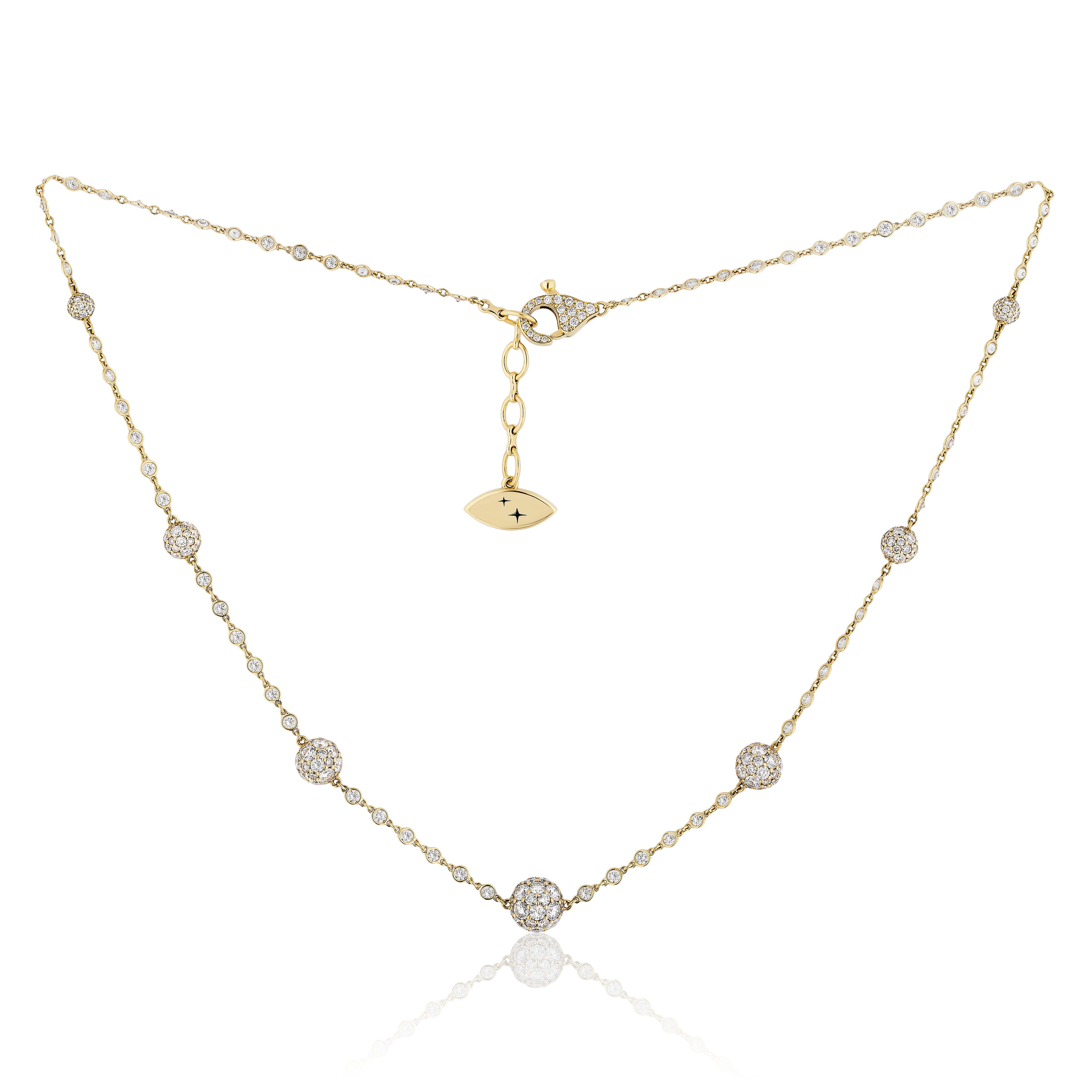 Celestial Graduating Charm Necklace in Yellow Gold with Spoiled Chain
