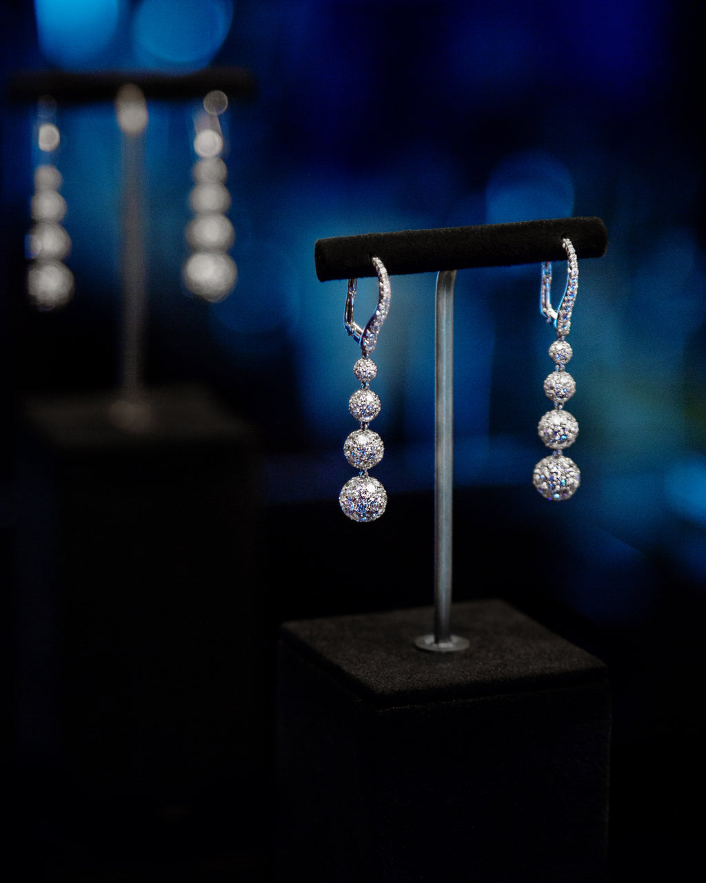 Celestial Drop Earrings in White Gold & Natural Diamonds