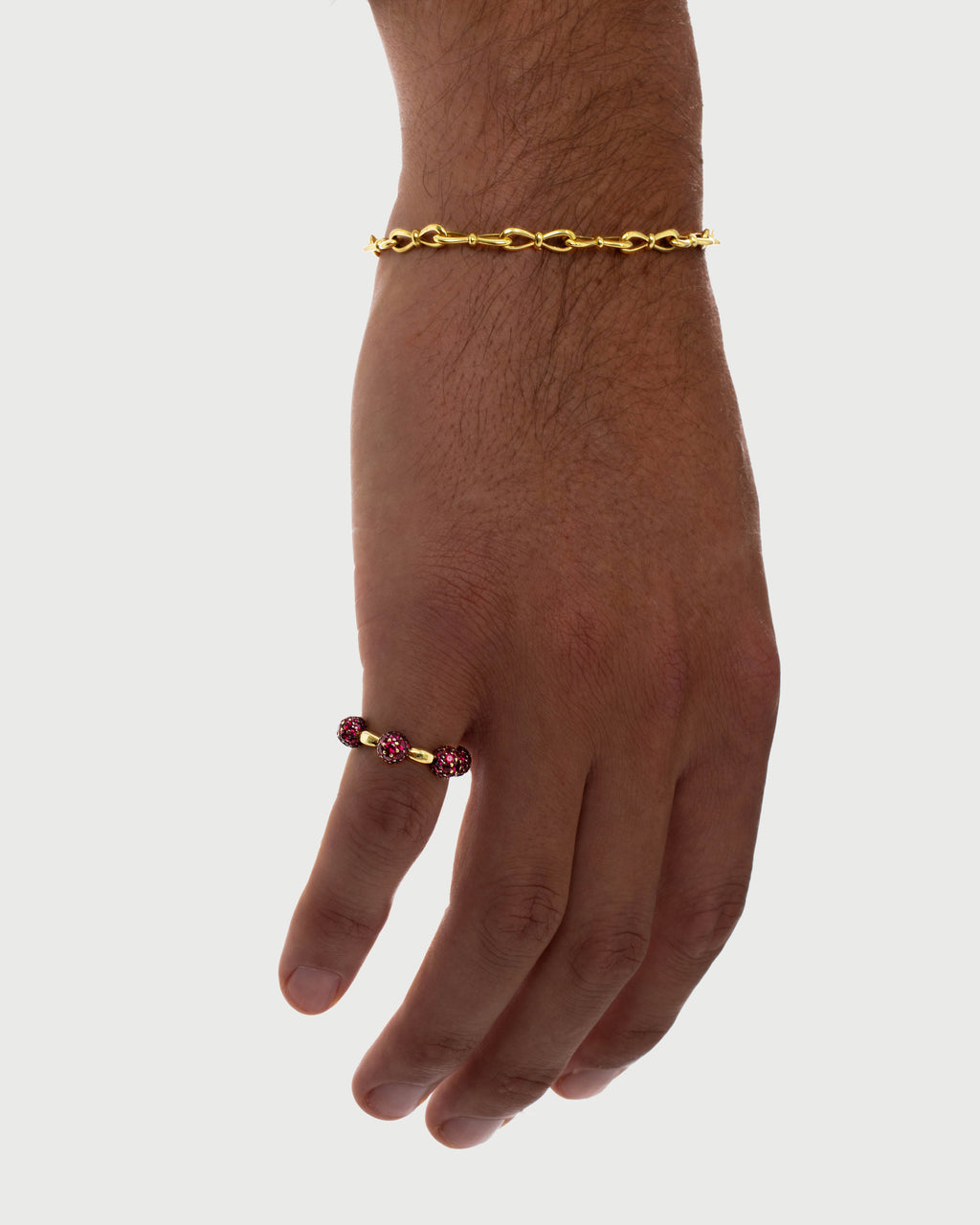 Together Forever Standard Infinity Link Bracelet in Yellow Gold & Rubies
