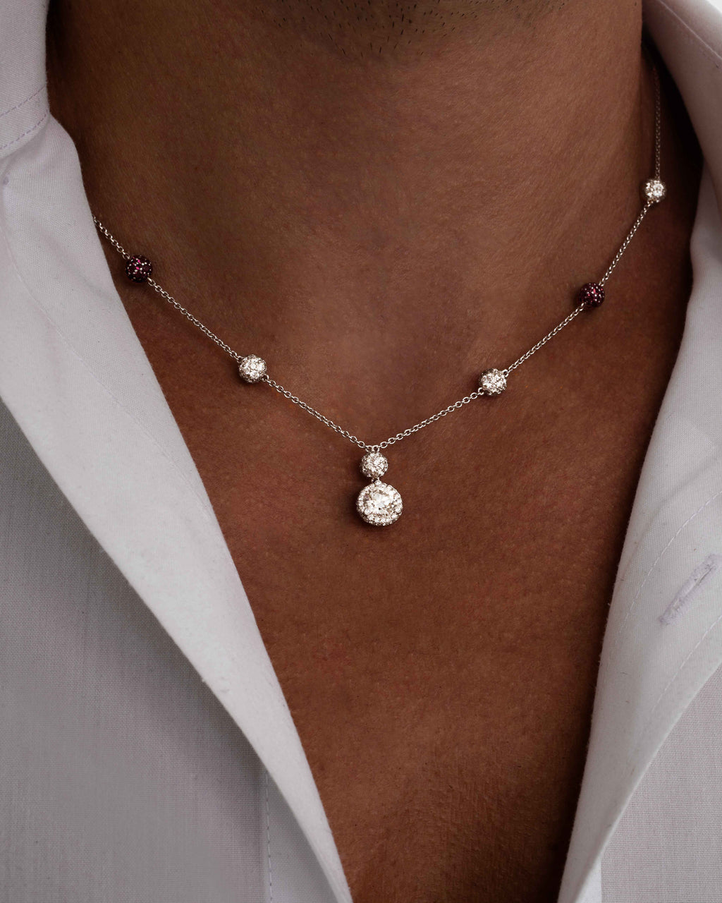 Spoiled Staples Round Celestial Pendant with Natural Diamonds and Rubies (Semi Mount)