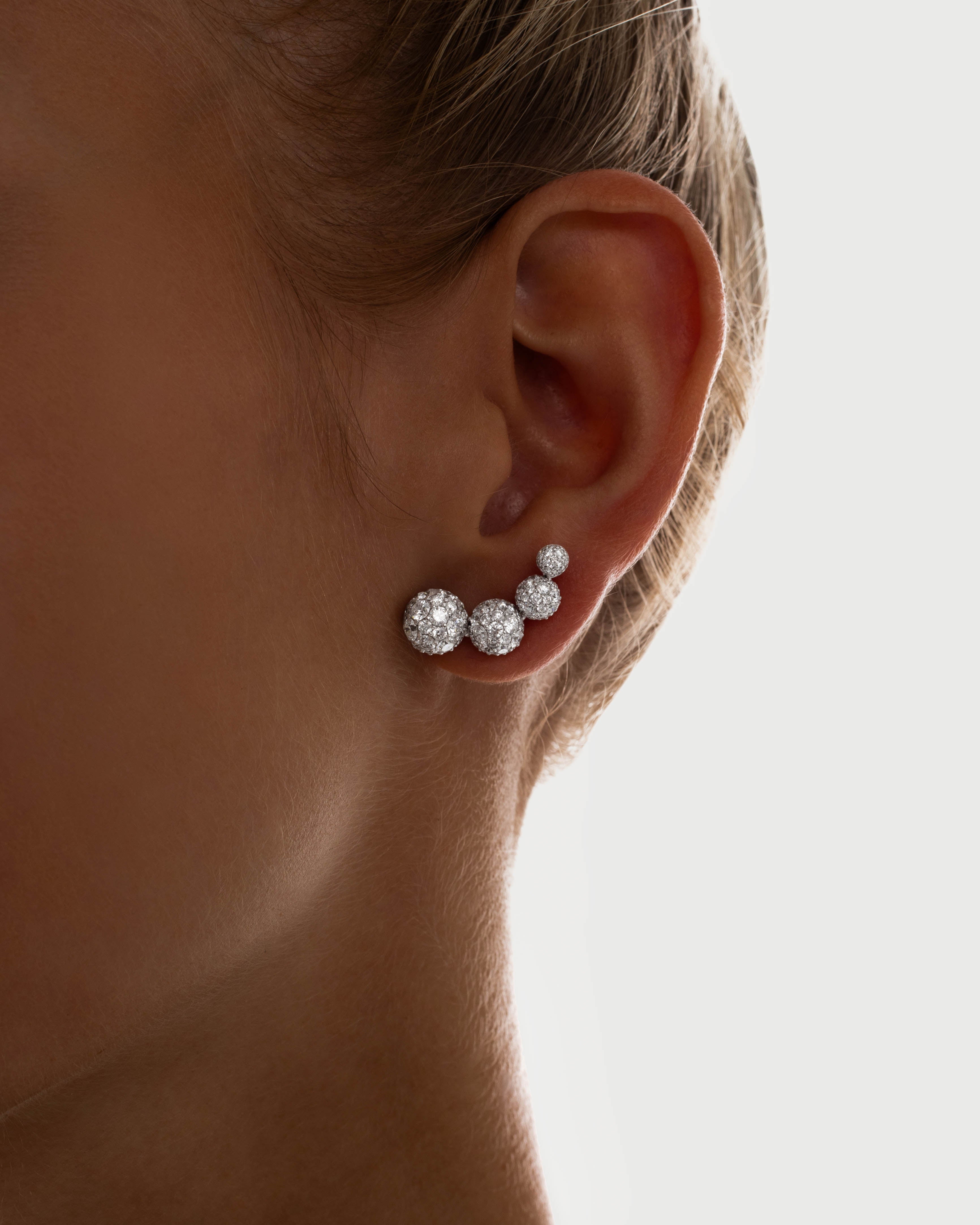 Celestial Crescent Climbers in White Gold & Natural Diamonds