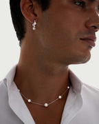 Celestial Graduating Charm Necklace in White Gold with Standard Chain