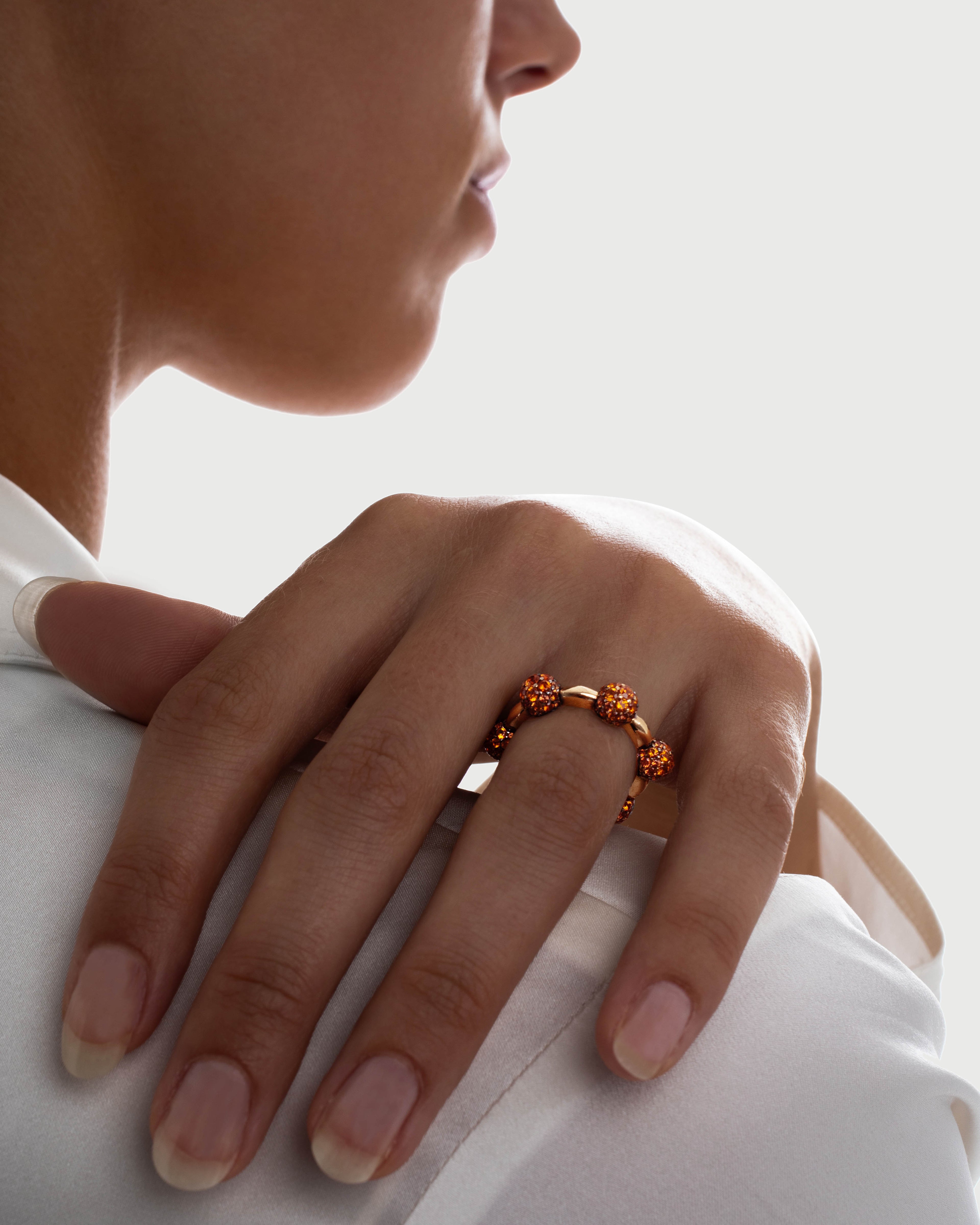 Celestial Ring in Rose Gold with Orange Sapphires