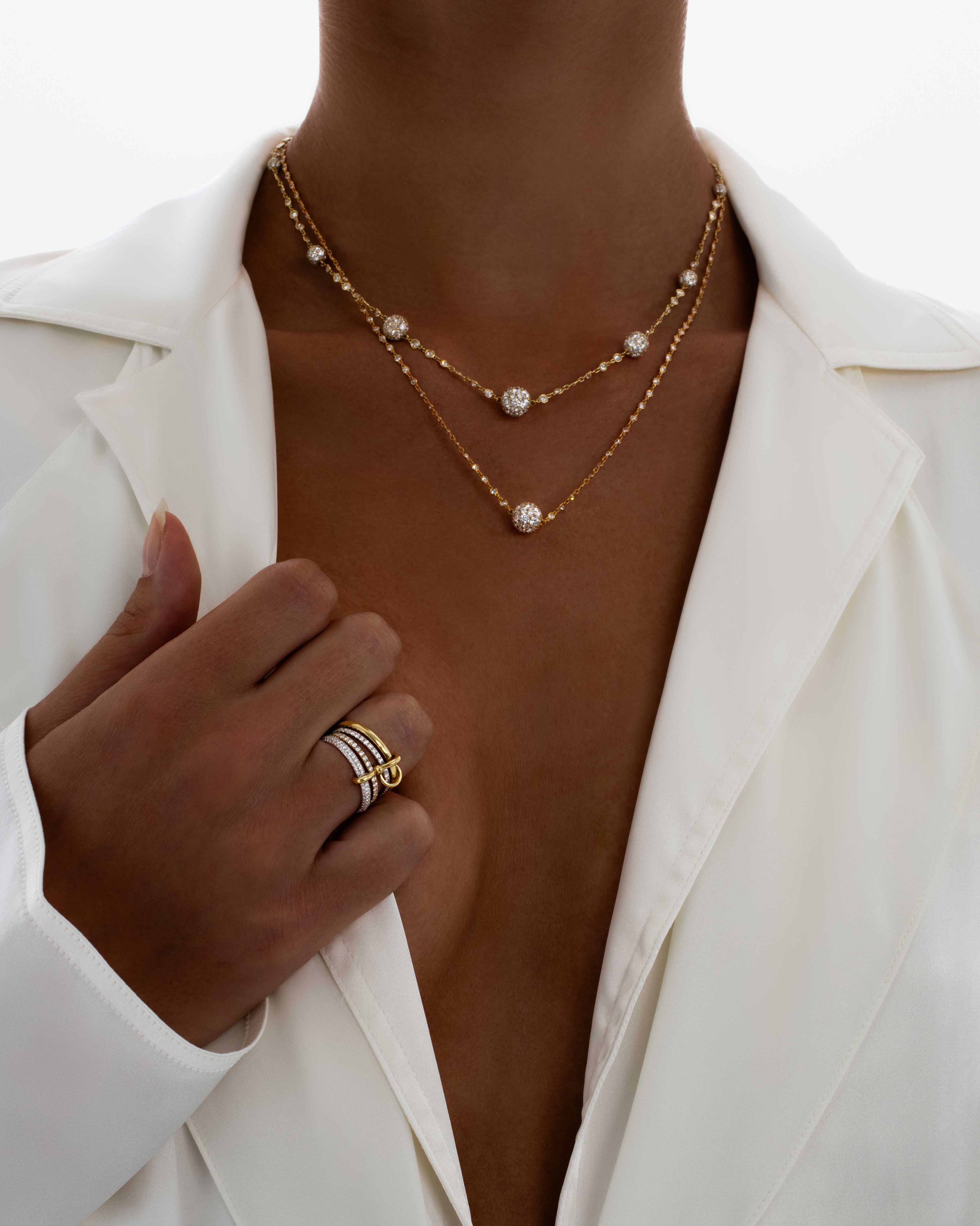 Celestial Graduating Charm Necklace in Yellow Gold with Spoiled Chain