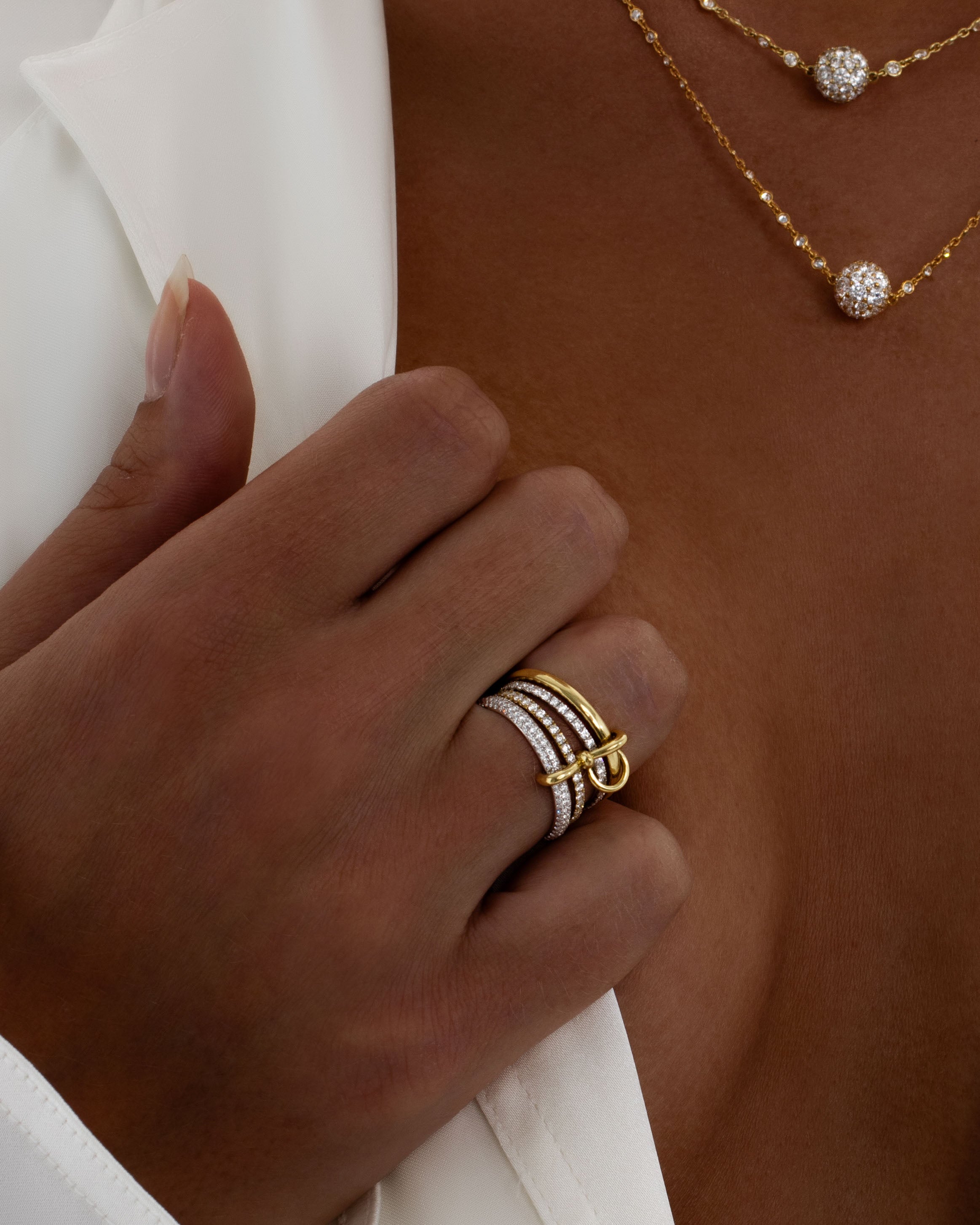 Together Forever Mini Infinity Link Ring in Yellow Gold & Natural Diamonds