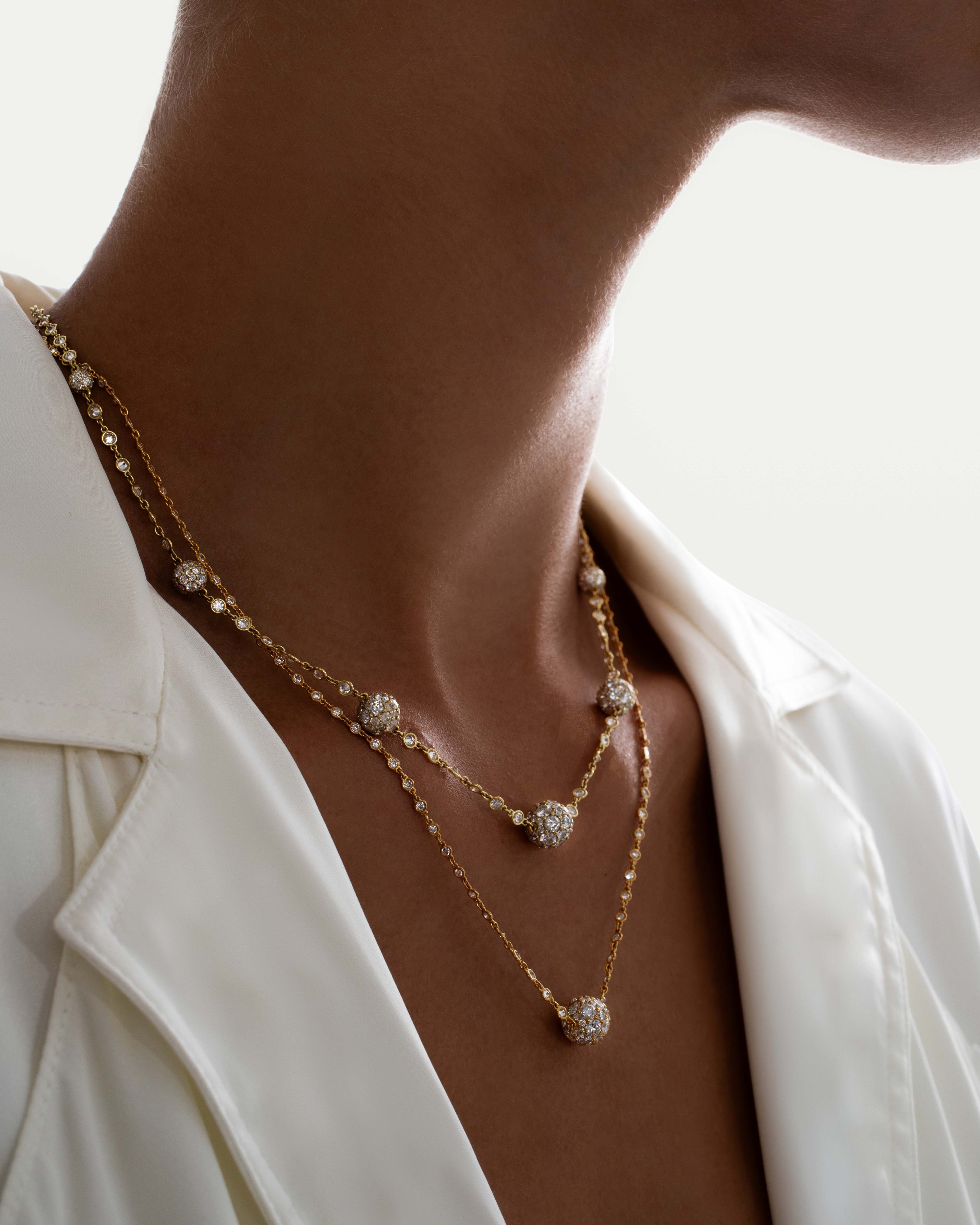 Celestial Graduating Charm Necklace in Yellow Gold with Spoiled Chain