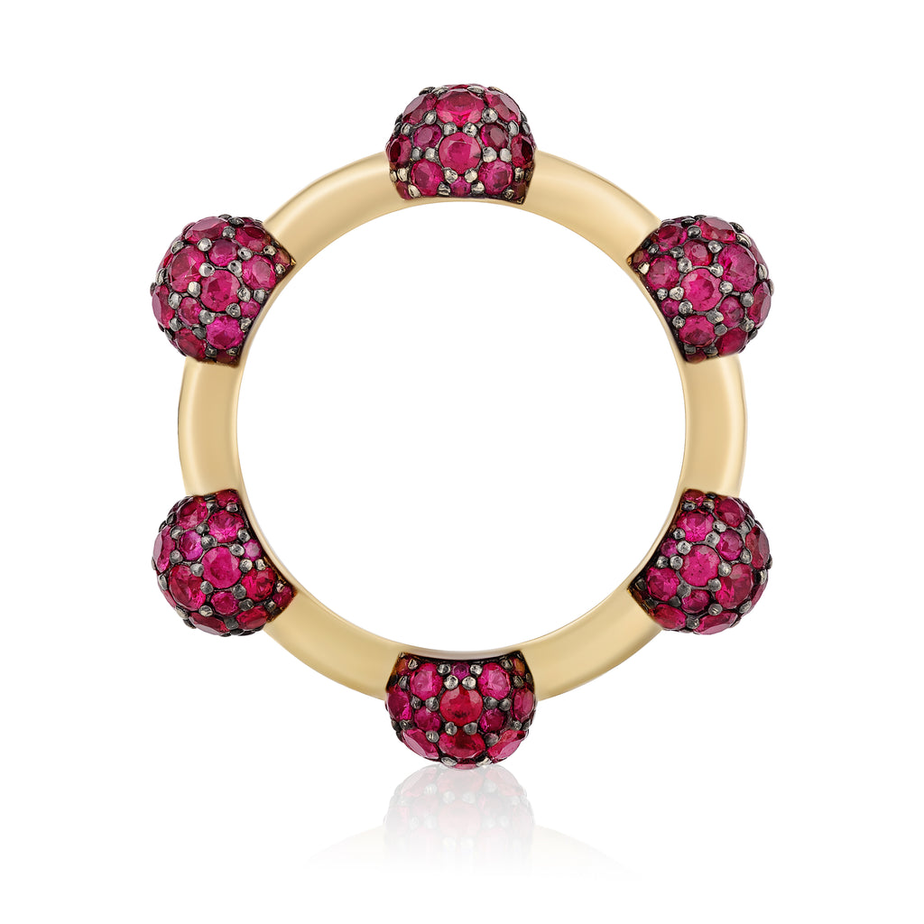 Celestial Ring in Yellow Gold with Rubies