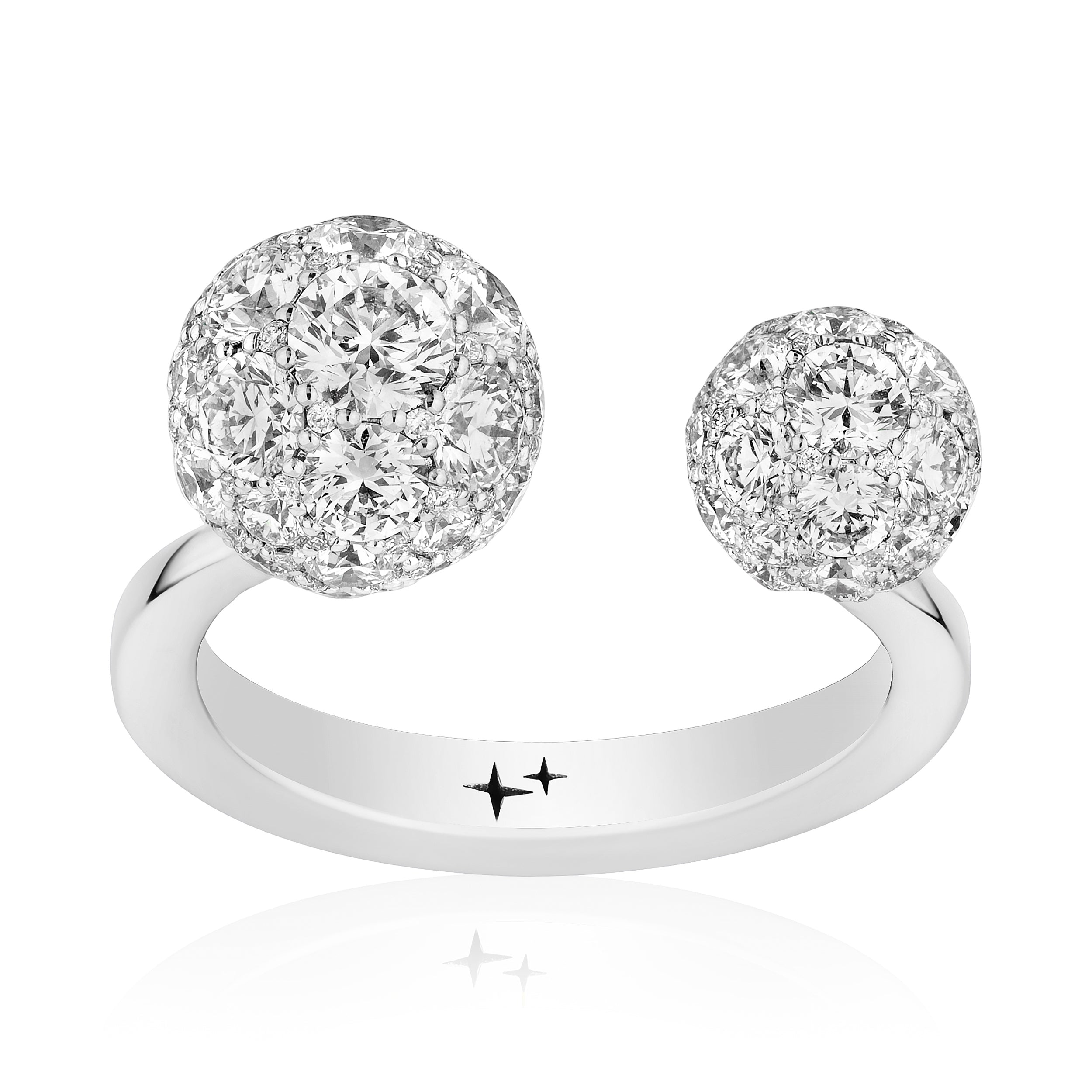 Celestial Toi et Moi Full Set Ring with Natural Diamonds in White Gold
